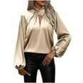 thumbnail image 2 of ATENAR Women Blouses Work Gold Top Solid Color Elegant Spring L, 2 of 9
