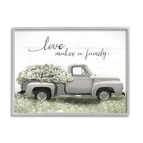 Stupell Industries Love Makes Family Flower Blossom Filled Truck Graphic Art Gray Framed Art Print Wall Art, Design by Lori Deiter