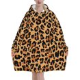 thumbnail image 1 of Leopard Pattern,Women's Oversized Wearable Blanket Hoodie, Blanket Sweatshirt,Flannel Pullover Blanket, 1 of 9