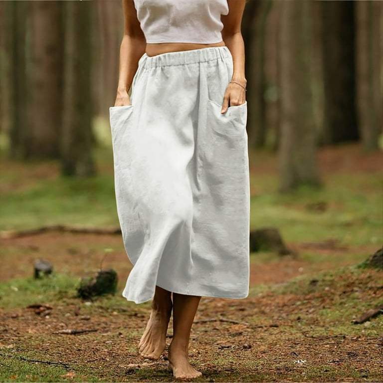Casual linen skirt woman cotton skirt custom midi skirt in Beige 77912# Casual linen skirt woman cotton skirt custom midi skirt in Beige 77912#
