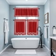 thumbnail image 3 of Red Retro Greek Key Kitchen Curtains Sets for Windows 24 Inch Length, Geometric Greece Ancient Rustic Rod Pocket Window Treatments Tier Curtains and Valances Set for Bedroom/Bathroom, 3 of 8