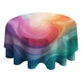 thumbnail image 4 of Rainbow Tie Dye Swirl Pattern Round Tablecloth 60"x60",Wrinkle Wipeable Table Cloth for Kitchen Dining Room Picnic Patio Party, 4 of 6