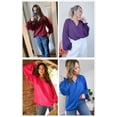 thumbnail image 4 of Blusa de chifón con cuello en V y manga larga Dokotoo para mujer, gris y azul, 4 of 5