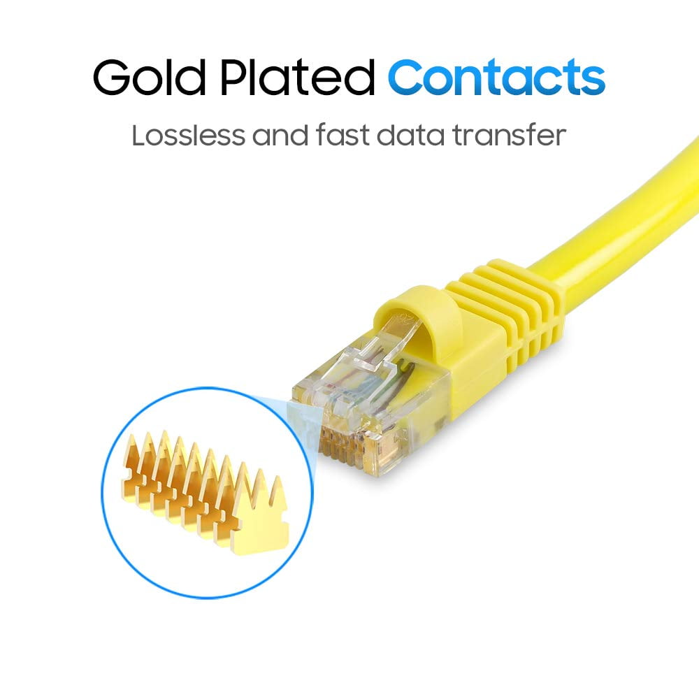 Cmple - 10 Pack Cat5e Ethernet Cable 15ft Computer Router Cables with RJ45 Connectors 1Gbps Ethernet Patch Cord 350Mhz Lan Wire - Yellow