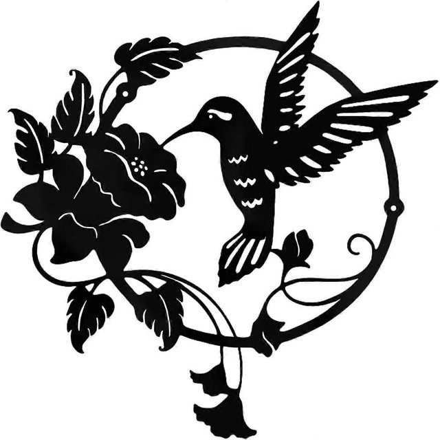 Metal Bird Silhouette, Metal Wall Decor, Metal Sculpture, Round Wall Decor Wall Hanging for Home Office Living Room Hotel Decoration