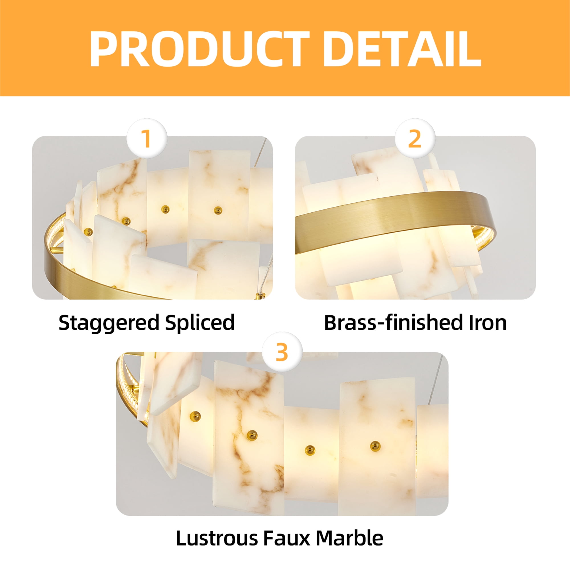 Leumius Alabaster Rectangle Chandelier, Natural Spanish Stone Texture Chandeliers, 46.8" Adjustable Alabaster Chandelier Over Table for Dining Room, Bedroom, Kitchen Island