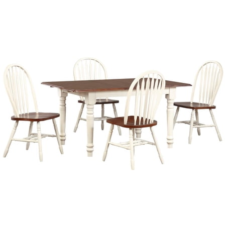 Andrews 5PC 60 Rectangle Extendable Butterfly Dining Table Set White/Brown Wood
