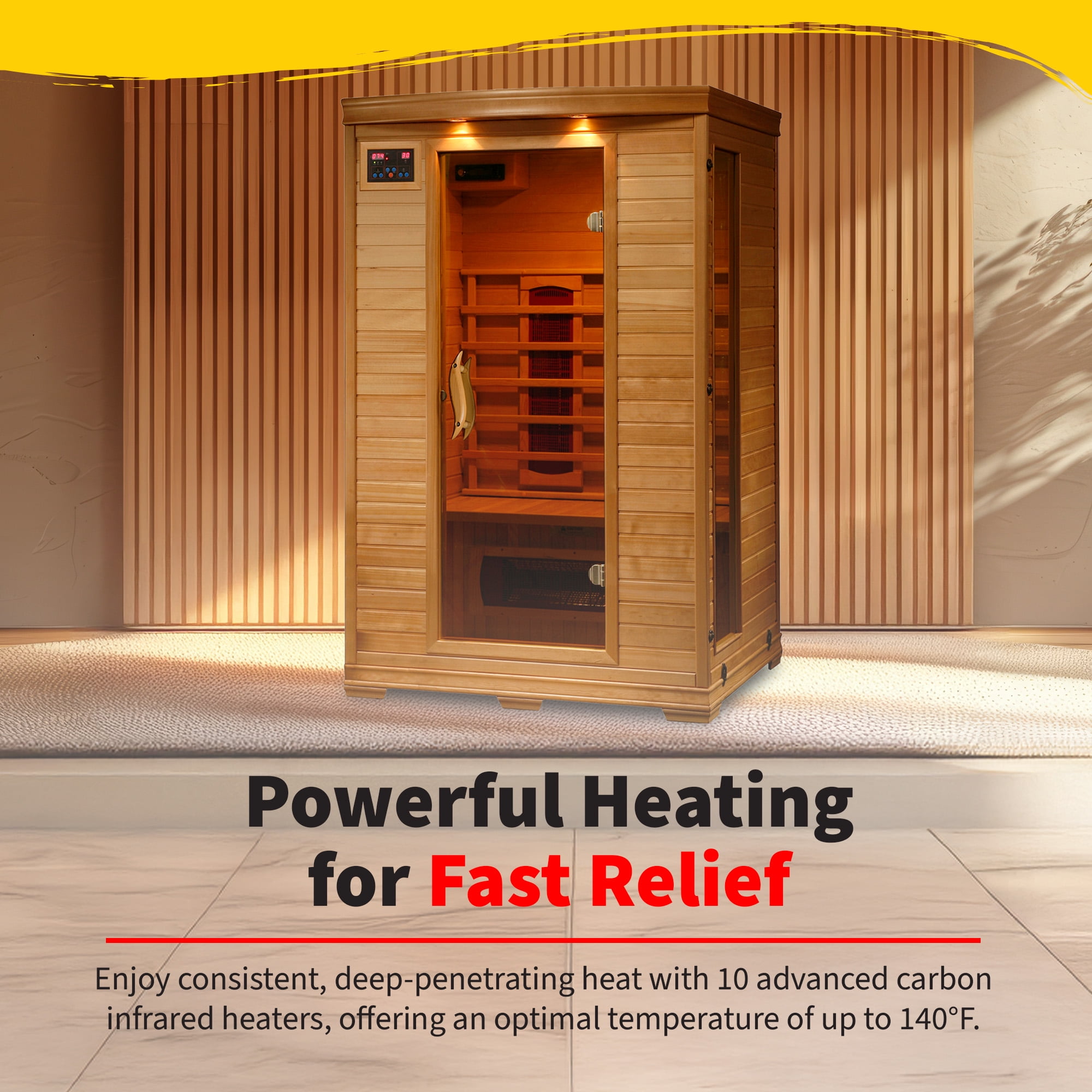Coronado 2-Person Hemlock Infrared Sauna with 5 Ceramic Heaters, 75-in High