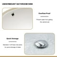 thumbnail image 3 of 16.5"x13.4" White Ceramic Oval Undermount Bathroom Sink with Overflow, 3 of 7