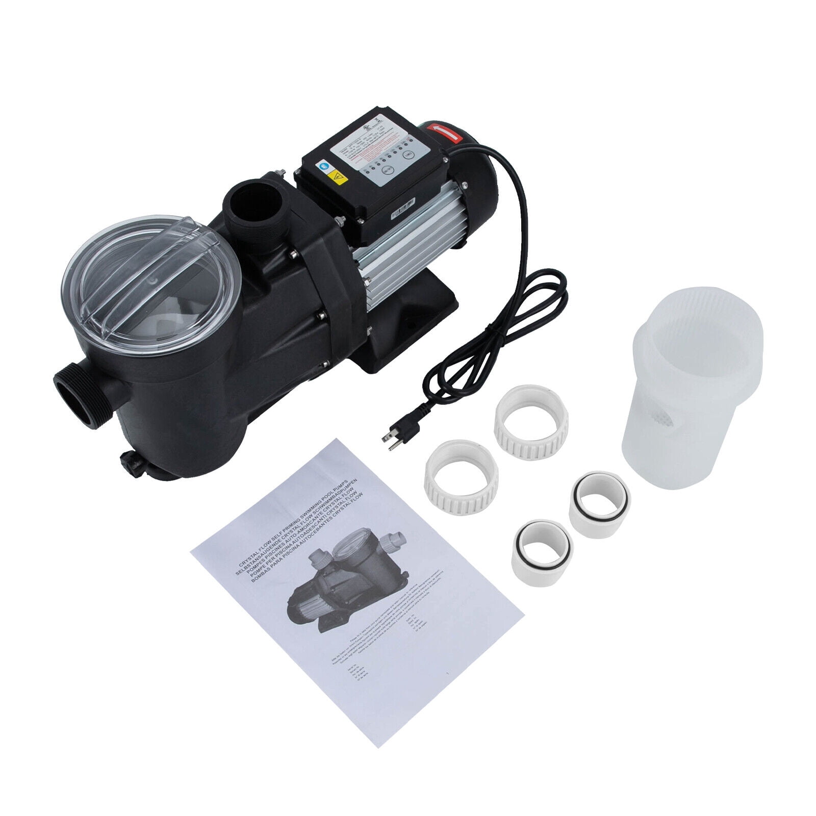 1.5 HP Ground Pool Pump, Black 1100W Powerful Self Primming Swimming Pool Pumps, Pool Pump with Timer Floor Mount