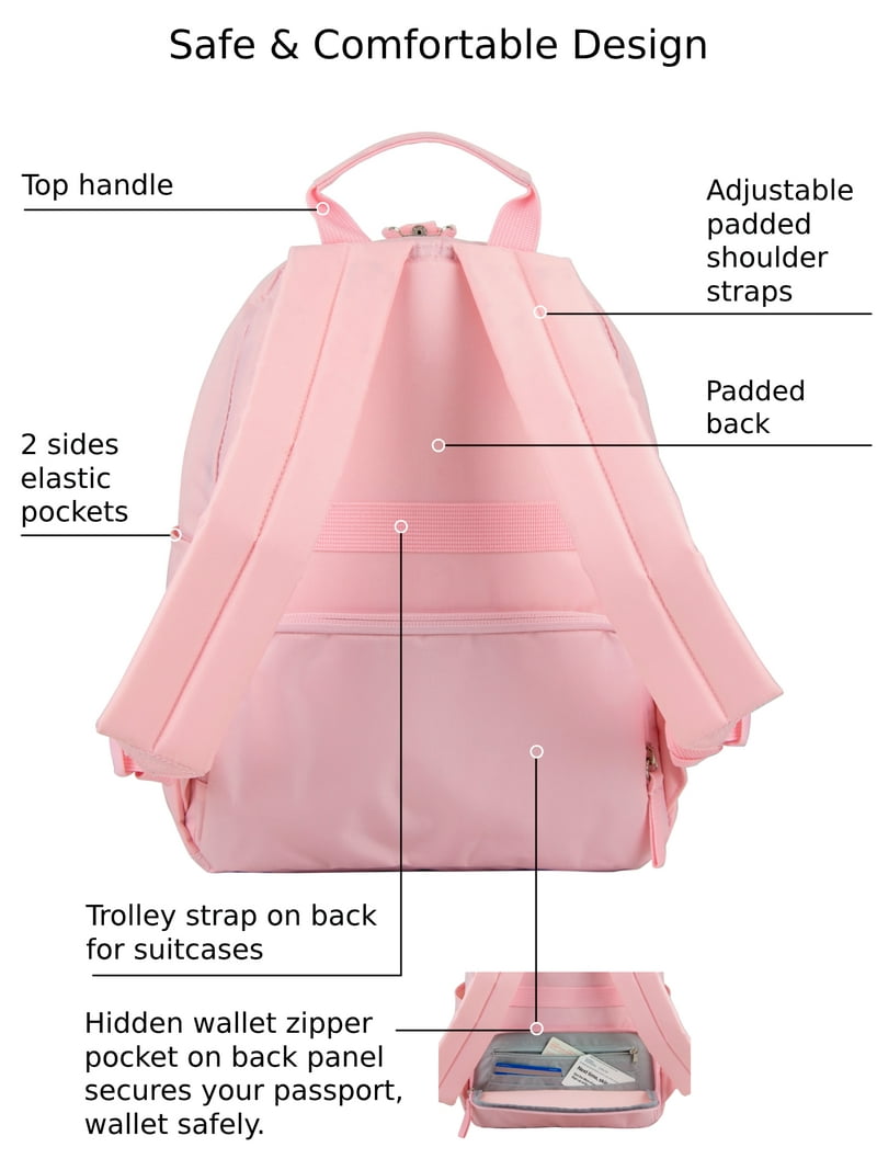 Eastsport Lauren Mini Backpack, Rose Sand, Travel Theft Protection