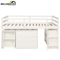 thumbnail image 2 of Bellemave White Twin Size Loft Bed with Rolling Portable Desk, Drawers and Bookshelves for Teen, Versatile Wood Frame Loft Bed with Desk and Storage for Bedroom, 2 of 8