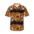thumbnail image 1 of Balery Sunflower Gnomes and Bees Camisas hawaianas de manga corta para hombre, camisas playeras de corte holgado, camisas de vacaciones con botones,Medium, 1 of 7
