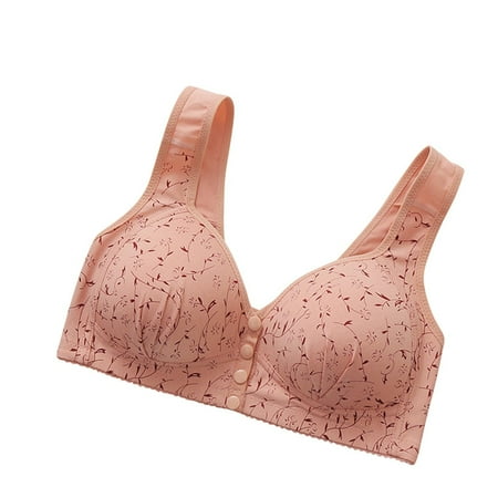 DondPO Bras for Women Women s Front Snap Closure Bras Full Coverage No Underwire Comfort Bras Lightly Lined Wireless Everyday Bra No Wire Bras for Women Wireless Bras for Women Pink 44 Clearance