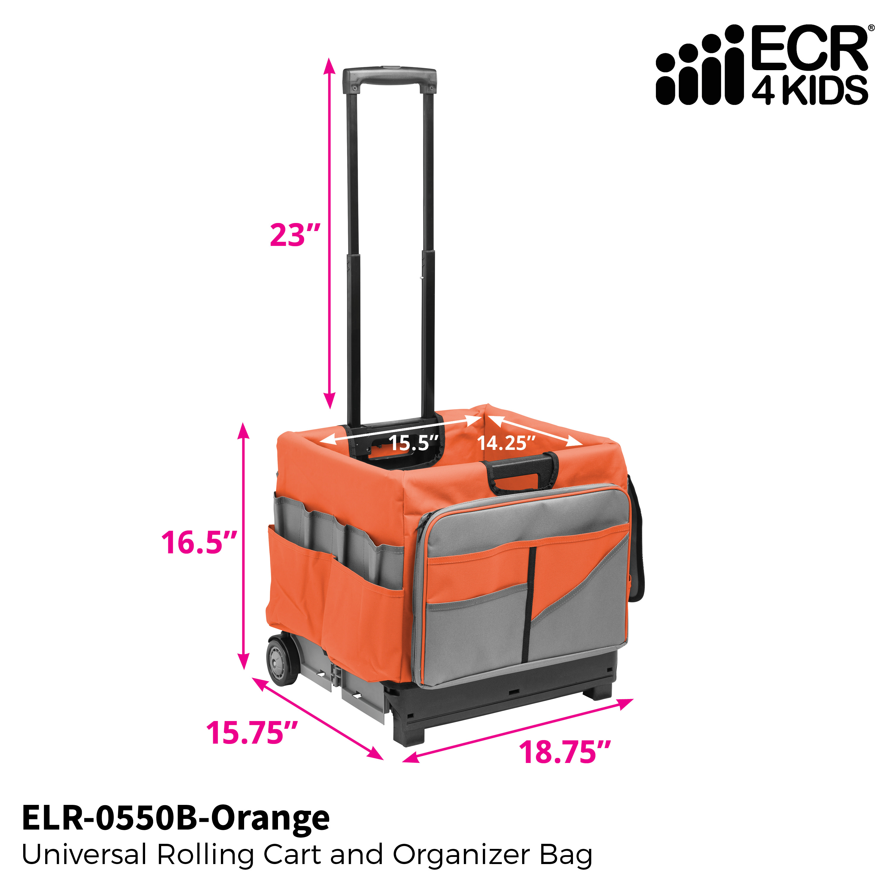 Ecr4kids Universal Rolling Cart And Organizer Bag Red Walmart Com Walmart Com