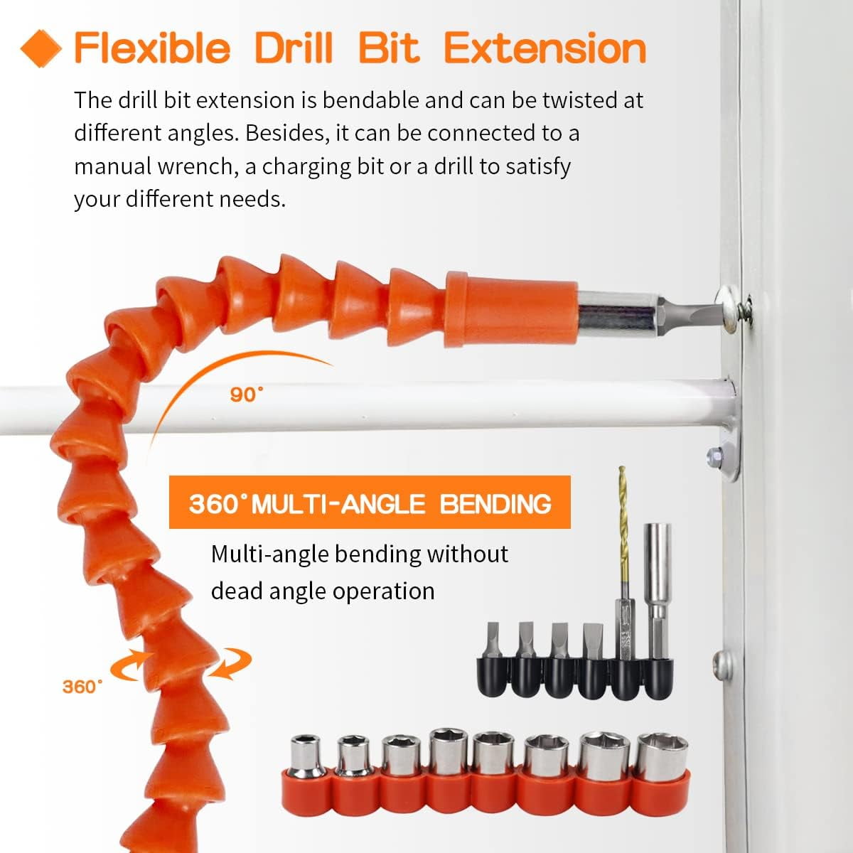 Flexible Drill Bit Extension Set Magnetic Drill Extension DIY Tools - Screwdriver Bits & Handle, Socket Adapter Set, Twist Drills, Screw Extractors, Nut Driver Bits (32 Pcs)