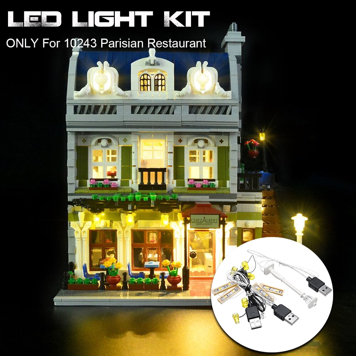 For LEGO Creator 10243 Parisian Restaurant Bricks LED Light Lighting