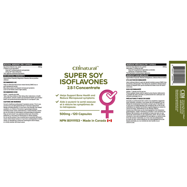 Super Soy Isoflavones 2.5:1 Extract, 1250 mg Strength, 120 Vegan