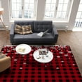 thumbnail image 2 of Christmas White Area Rug 4x6ft Snowflake Snow On Black and Red Plaid Non-Slip Washable Square Rugs Soft Felt Indoor Floor Mat for Bedroom Kitchen Living Room Bathroom, 2 of 8