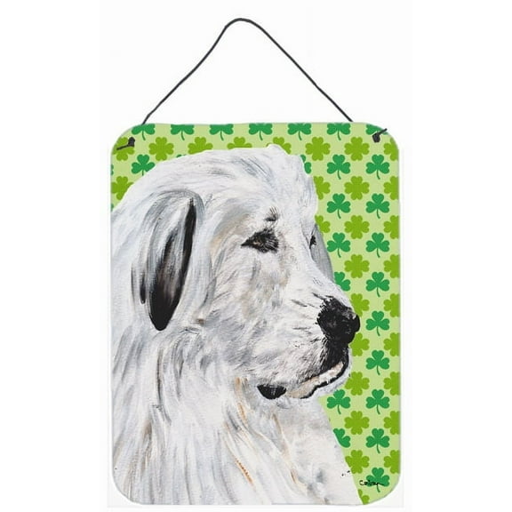 Great Pyrenees Lucky Shamrock St. Patricks Day Wall or Door Hanging Prints