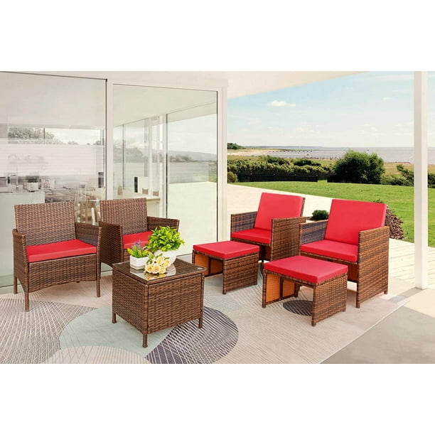 Vineego 7 Pieces Patio Furniture Set Outdoor All Weather Cushioned