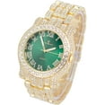 thumbnail image 3 of Charles Raymond Bling-ed Out Ultimate Hip Hop Royalty Mens Watch w/Easy Reader Roman Numeral or Diamond Time Indicators - L0504RN Gold Money Green - L0504, 3 of 5