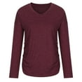 thumbnail image 6 of Womens Winter Sexy V Neck Long Sleeve Tops Solid Regular Casual Blouse Red,XXL, 6 of 9