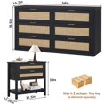 thumbnail image 4 of LEYAOYAO Rattan Dresser and Nightstand Set of 2, 48" Wide 6 Drawer Dresser and 2 Drawer Nightstand with Open Shelf, Bedroom Furniture, Black, 4 of 9