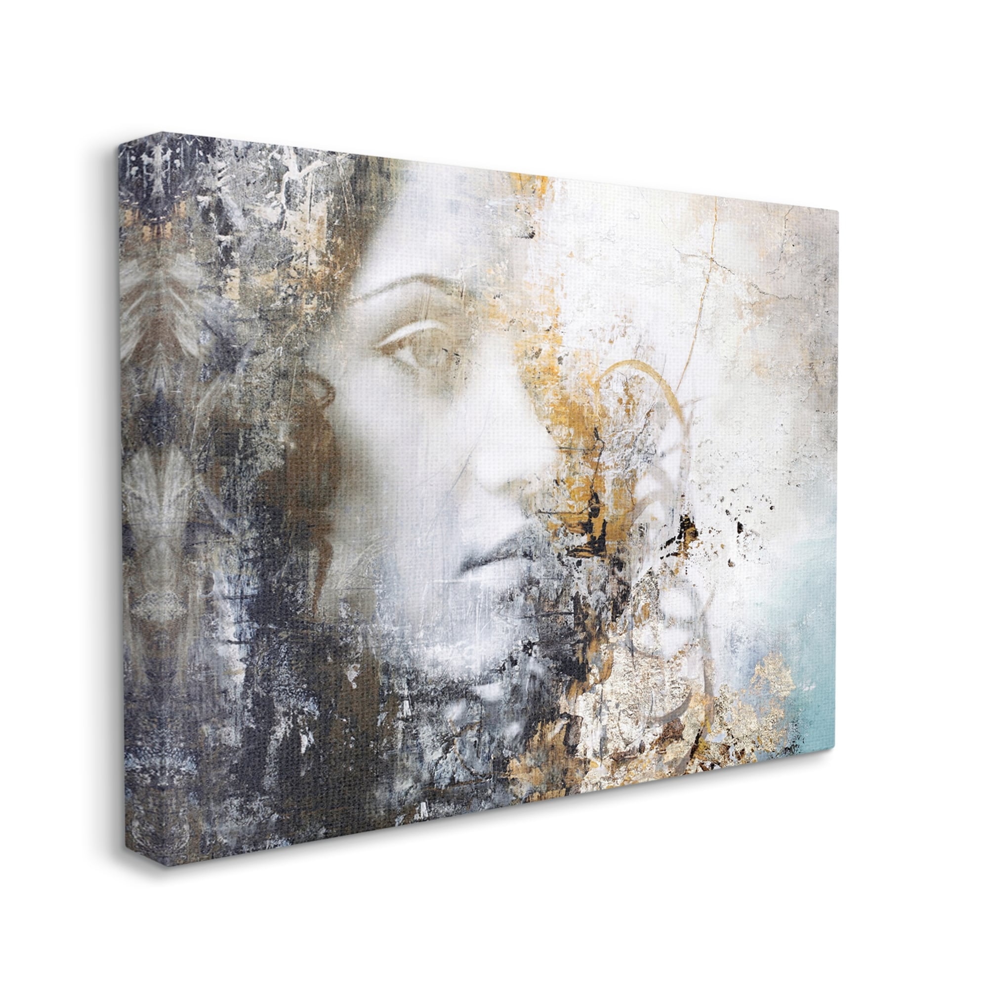 Stupell Industries Abstract Woman Distressed Pattern Female Portrait Modern Painting, 48 x 36,Design by Design Fabrikken
