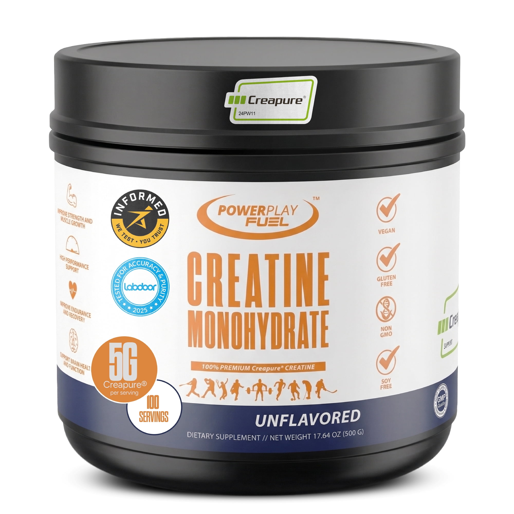 Power Play Fuel Creapure® Creatine Monohydrate Powder, Unflavored, 500g