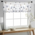 thumbnail image 2 of Blue Beige Spring Floral Valance Curtains for Kitchen/Living Room/Bathroom/Bedroom Window, Rod Pocket Small Topper Half Short Window Curtains Voile Sheer Scarf, Summer Botanical Watercolor 42"x18", 2 of 8