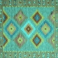 thumbnail image 1 of Ahgly Company Machine Washable Indoor Square Southwestern Turquoise Blue Country Area Rugs, 3' Square, 1 of 4