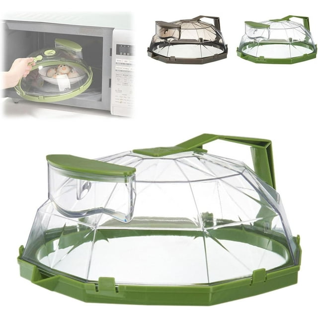 Sentmoon Microwave Cover and Food Protector, 2-in-1 Transparent Lid Suitable for Microwave and Oven Use, Enhanced for Splatter Prevention, Steam Vent, and Water Drainage