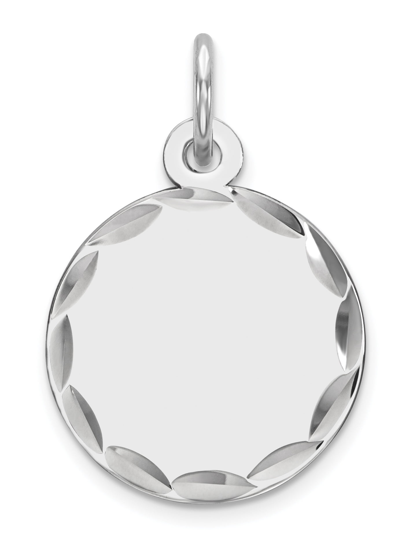 Sterling Silver Engravable Round Polished Front and Satin Back Disc Charm Pendant 