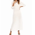 thumbnail image 3 of Mujeres Retro Long Maxi Vestido Elegante Sexy Señoras Larga Manga Collar Larga Línea Split Solid MABOTO Vestido Maxi, 3 of 7