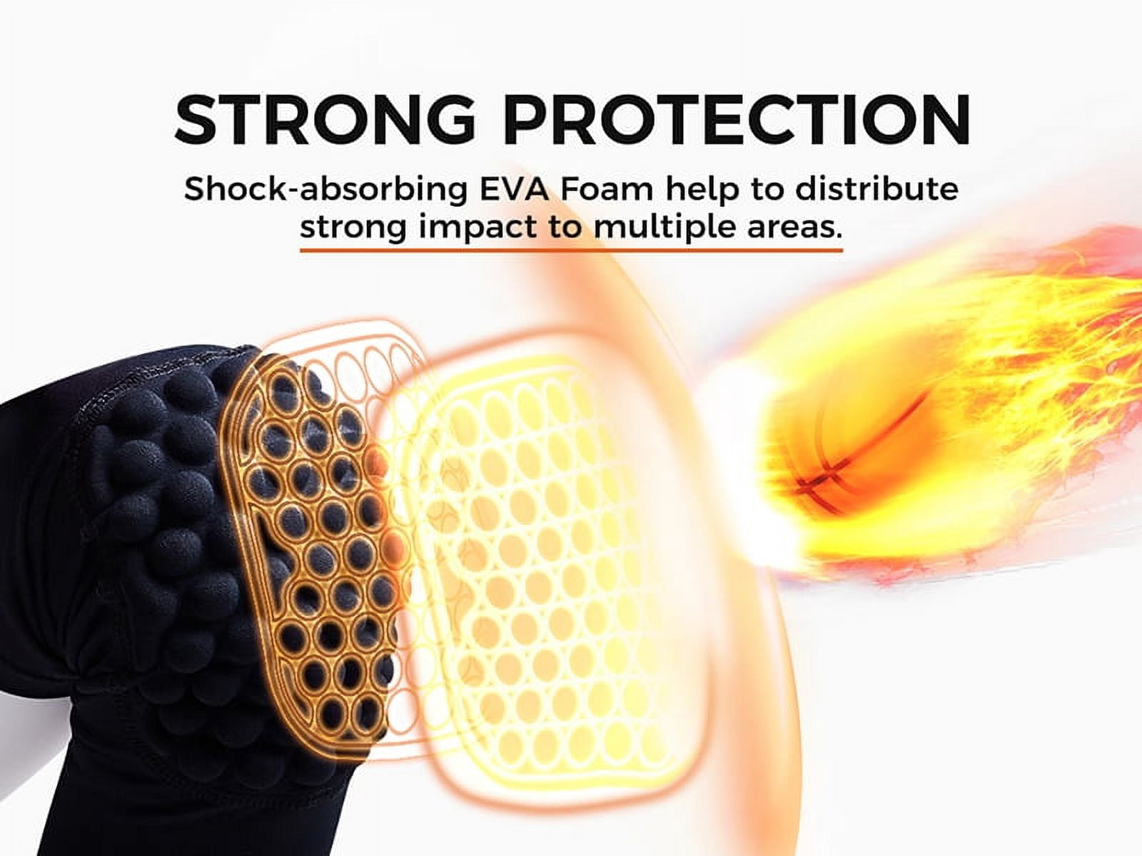 COOLOMG 2 Packs (1 Pair) Kids Adult EVA Pads Crashproof Basketball Leg Knee Long Sleeve Protector Gear Black XL