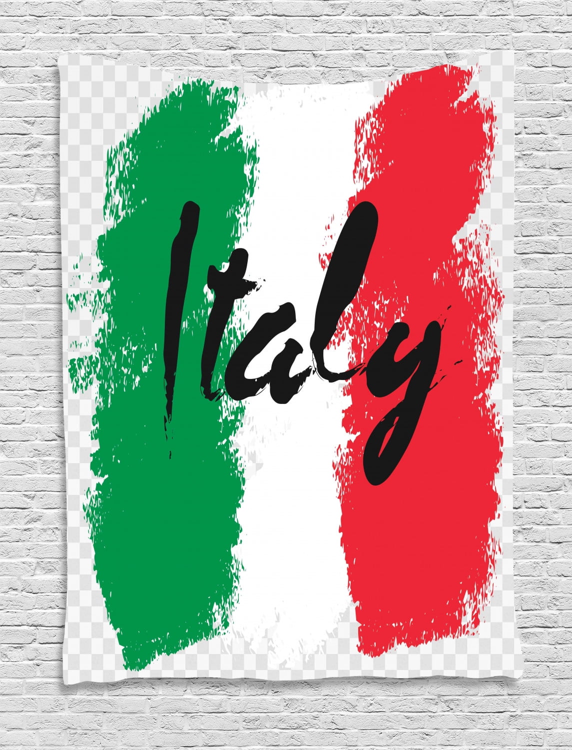 Italy Tapestry, Hand Written Word on Italian Flag Colorful Arrangement ...