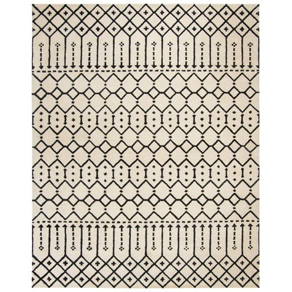 SAFAVIEH Himalaya Darin Geometric Wool Area Rug, Ivory/Black, 10' x 14'