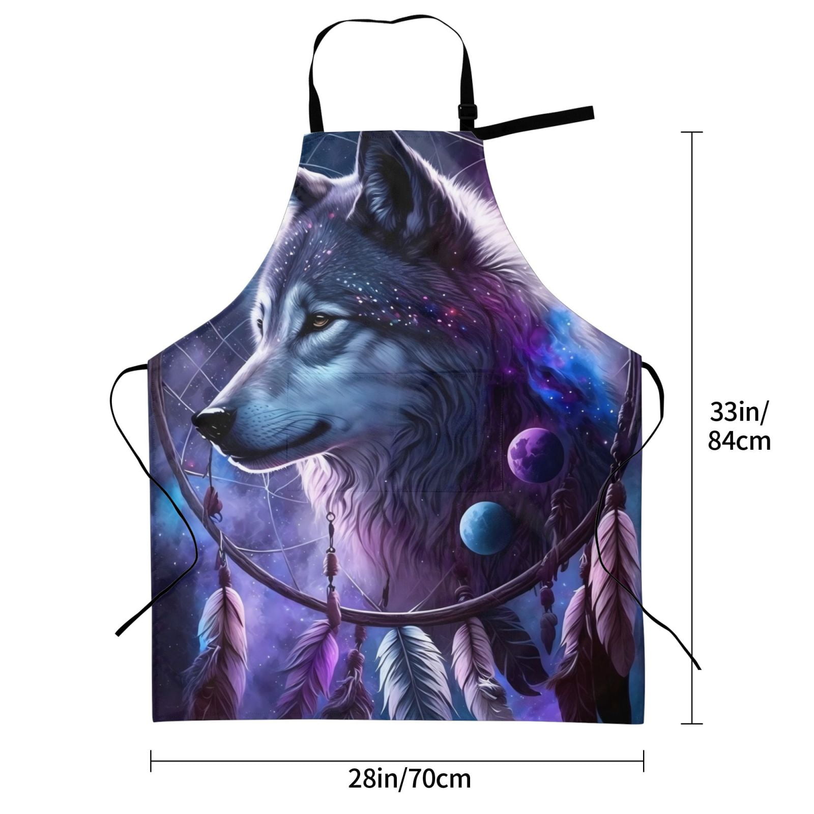 Kdxio Feathered Wolf Apron with Pockets Adjustable Kitchen Aprons for Men Women Waterproof Aprons for Cooking,Drawing,Crafting, Baking Household Cleaning
