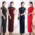 thumbnail image 2 of Cheongsam Dentelle Cheongsam Performance Vêtements Été Longue Étiquette Ajustée, 2 of 6