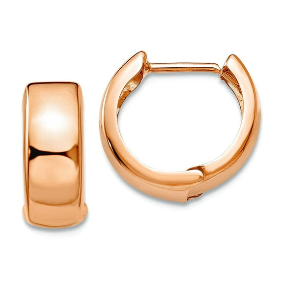 14k Rose Gold Solid Polished Hinged Hoop Earrings 15x6mm Wide Hoop Earring for Women