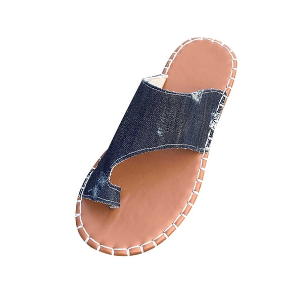 Nrmvnmi Women's Slippers Open Toe with Clip Toeladies Large Size Flat Leisure Beach Slippers Summer Comfortable Shoe Blue Mothers Day Gifts