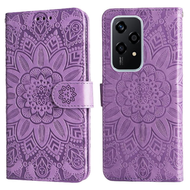 Funda tipo cartera GANGXUN para Honor 200 Lite 5G , diseño girasol, cuero PU, soporte, cierre magnético, tarjetero