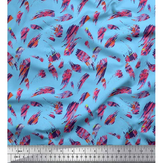 Soimoi Rayon Fabric Brush Stroke Abstract Printed Fabric 1 Yard 42 Inch Wide