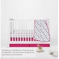 thumbnail image 2 of Bacati Nautical Whales/Boats/Stars Girls Pink/Navy 100 Percent Cotton Breathable Muslin 3pc Crib Set with 4 Layer Lux Breathable Muslin Blanket Crib Fitted Sheet and Crib Skirt For US Standard Cribs, 2 of 4