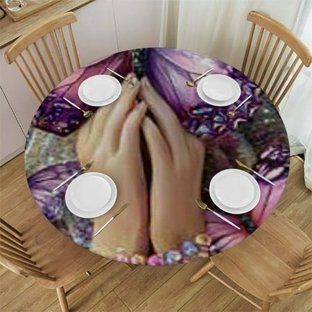 

Autua Butterflies Round Tablecloth | Waterproof Stain-Resistant Fabric | Ideal for Indoor and Outdoor Use | Home Kitchen Outdoor Decoration 54 -58