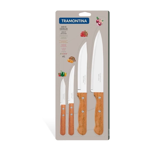 Cuchillos Tramontina 4 Piezas Mango de Madera