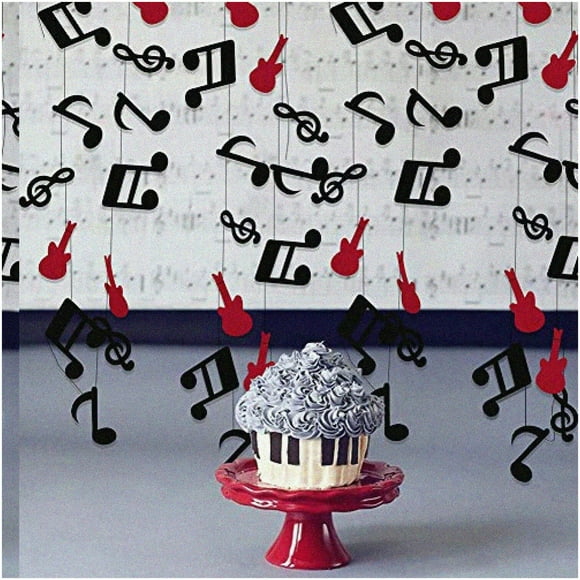 Rockin' Rhythms Party Kit - Red & Black Music Note Decorations for Rock N Roll Theme Bash! Perfect Music Birthday Decorations - Includes Music Note Garland & Streamer. Get ready to rock!