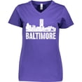 thumbnail image 3 of Inktastic Baltimore Skyline Grunge Women's V-Neck T-Shirt, 3 of 5