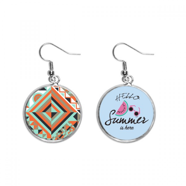 Green Rhombus Geometric Pattern Pendientes de sandía verano lóbulo desgaste Unbranded M